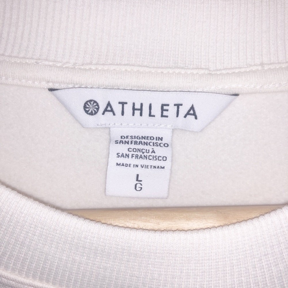 Athleta Triumph Hybrid Crewneck Sweatshirt Off White Large NWT Adjustable Waist - Picture 7 of 12